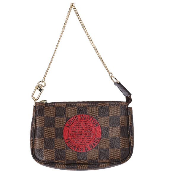Louis Vuitton Mini Pochette Accessoires Damier Ebene Trunks Handbag N58011 - Picture 1 of 6